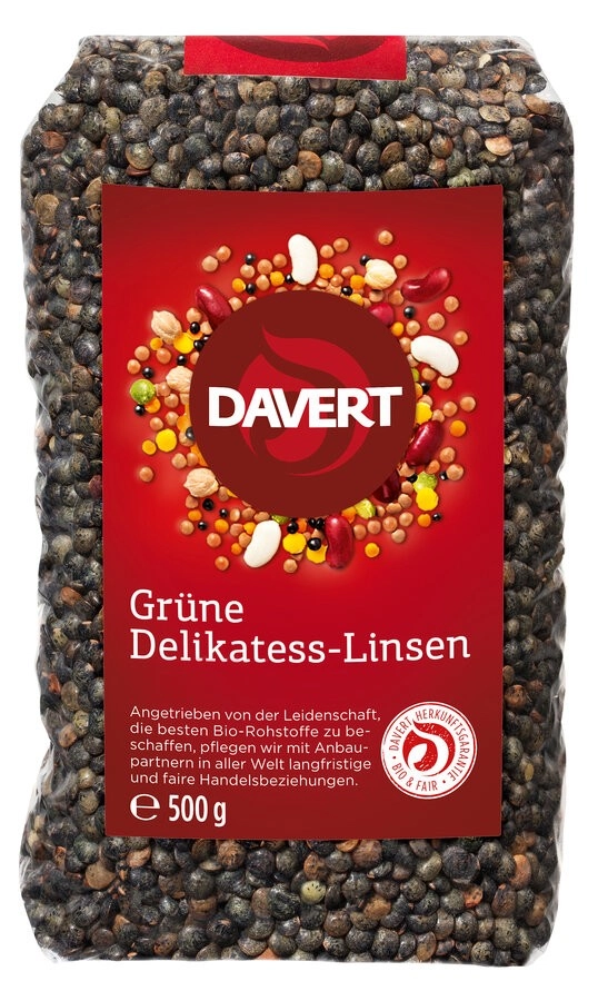 Davert Grüne Delikatess-Linsen, 500 gr Packung