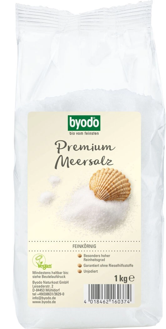 byodo Atlantik Meersalz,feinkörnig, 1 kg Packung