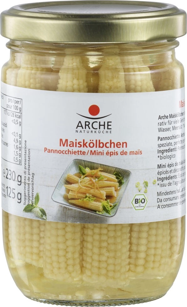 Arche Naturküche Maiskölbchen, 230 gr Glas