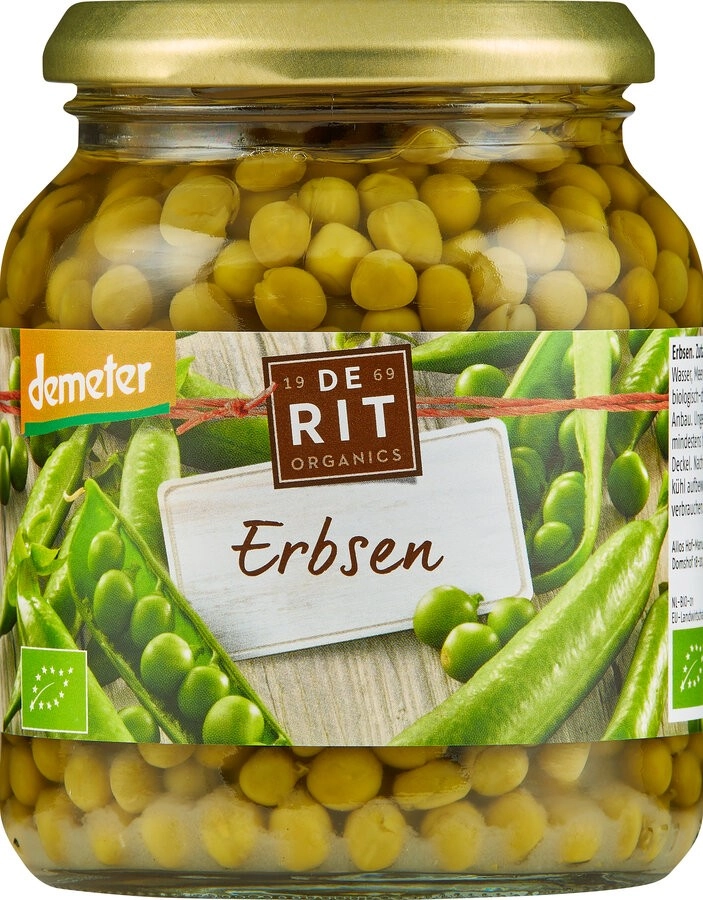 De Rit Erbsen fein, 350 gr Glas