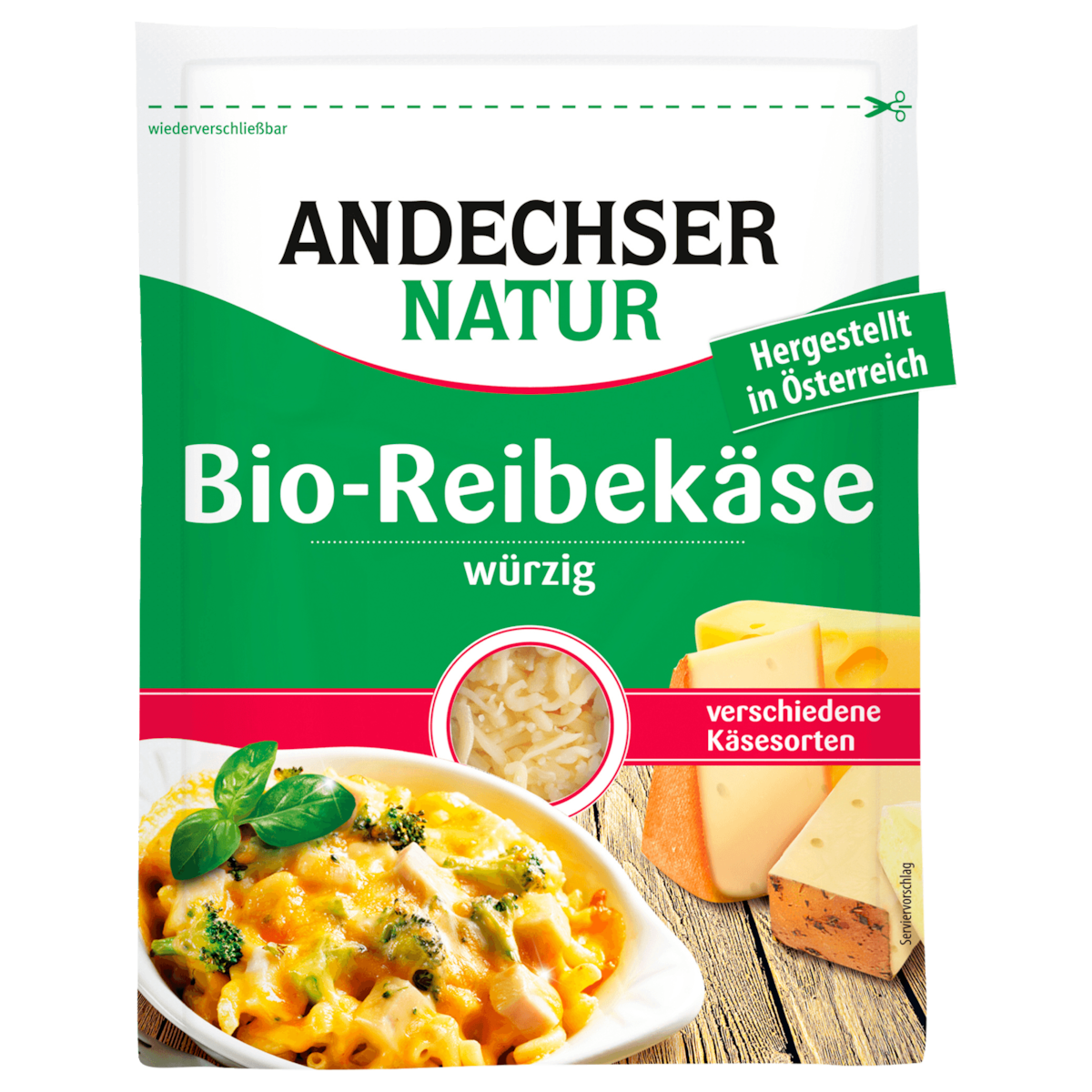 Andechser Natur Reibekäse, 150 g Packung