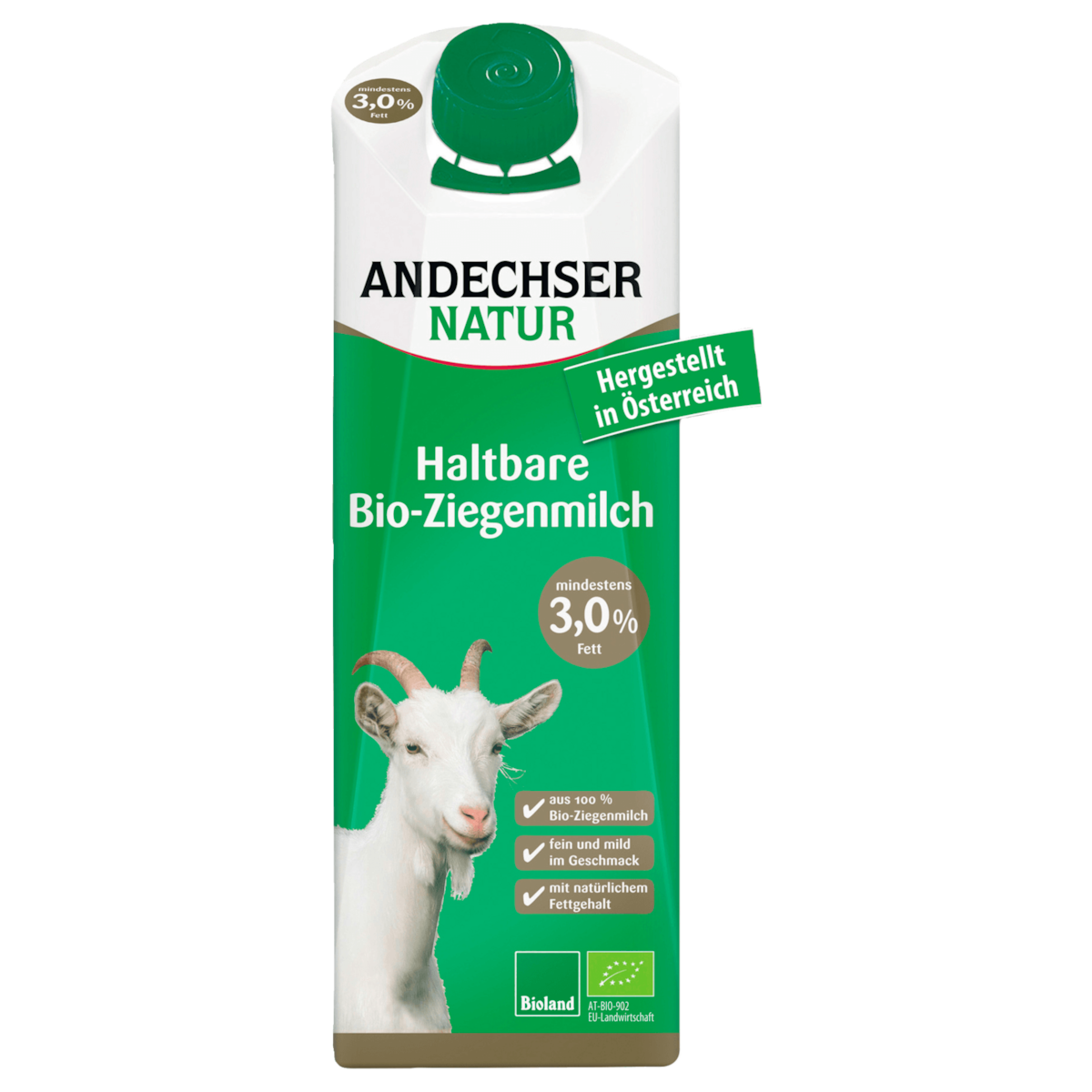 Andechser Natur H-Ziegenmilch 3%, 1 ltr Tetra Pack