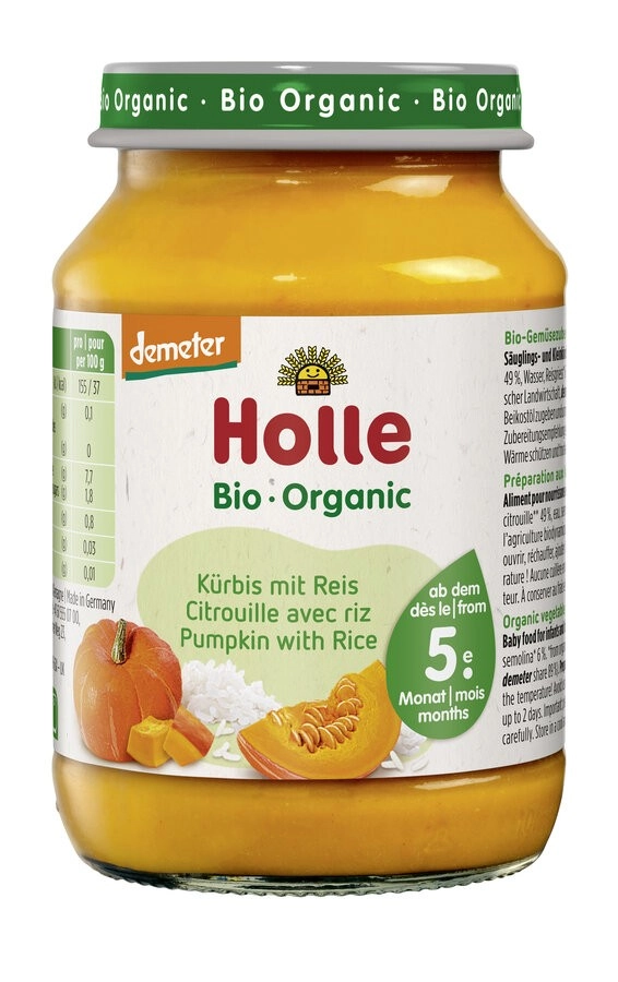 Holle Kürbis mit Reis, 190 g Glas