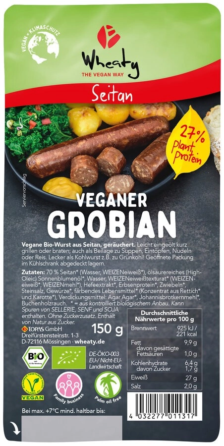 Wheaty Veganer Grobian, 150 gr Stück