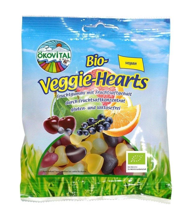 Ökovital Veggie-Hearts ohne Gelatine, 80 g Packung