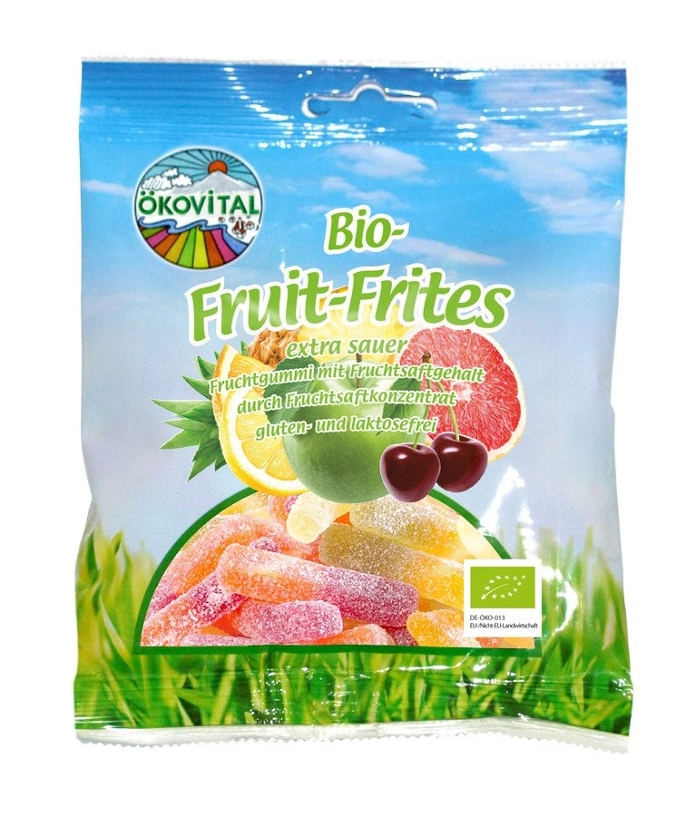 Ökovital Fruit Frites sauer mit Gelatine, 80 g Pac