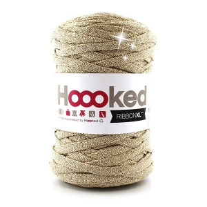 Hoooked Ribbon XL T-Shirt Garn Unicolor Lurex 2 Golden Dust