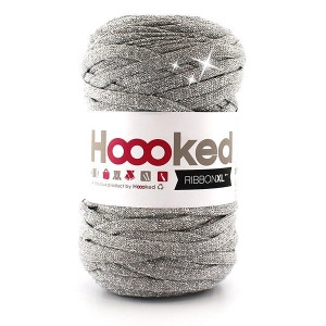 Hoooked Ribbon XL T-Shirt Garn Unicolor Lurex 1 Silver Glitter