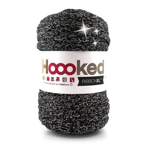 Hoooked Ribbon XL T-Shirt Garn Unicolor Lurex 3 Black Sparkle