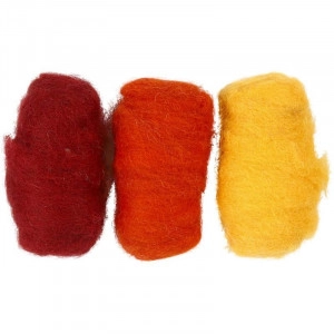 Wolle zum Nadelfilzen Gelb/Rot Harmony 3x10 g