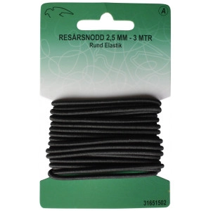 Elastisches Band rund Schwarz 2,5mm 3m