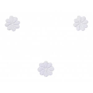 Aufbügeletiketten Weiße Blume 2 cm - 3 Stück