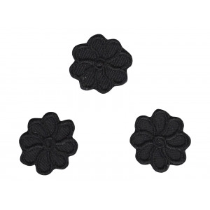 Bügelbilder Schwarze Blume 2cm - 3 Stk