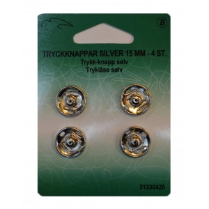 Druckknöpfe Silber 15mm 4 Stk