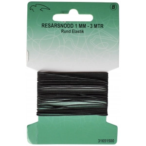 Elastisches Band rund Schwarz 1mm 3m