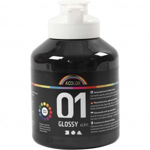 A-Color Acrylfarbe, schwarz, 01 - glänzend, 500ml