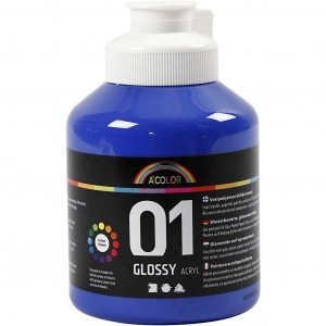 A-Color Acrylfarbe, blau, 01 - glänzend, 500ml