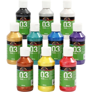 Acrylfarbe Metallic, Metallic, Sortierte Farben, 10x120ml/ 1 Pck