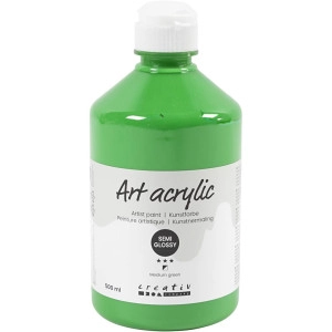 Acrylfarbe, Mattglänzend, Deckend, Mediumgrün, 500ml/ 1 Fl.