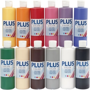 Plus Color Bastelfarbe, Standard-Farben, 12x250ml/ 1 Pck