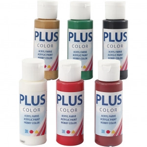 Plus Color Hobbyfarbe, 6x60ml, Weihnachtsfarben