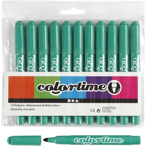 Colortime Marker, Strichstärke 5 mm, Grün transparent, 12Stk/ 1 Pck