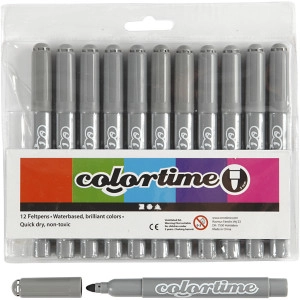 Colortime Marker, Strichstärke 5 mm, Grau, 12Stk/ 1 Pck