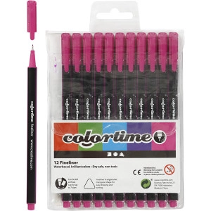 Colortime Fineliner Marker, Strichstärke 0,6-0,7 mm, Zyklam, 12Stk/ 1