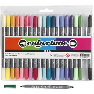 Colortime Dual-Filzstifte, Strichstärke: 2,3+3,6mm, 20 Stk, erweiterte