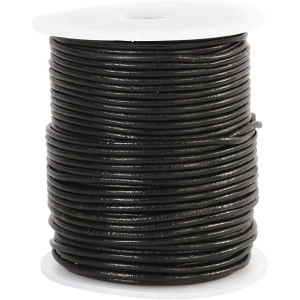 Lederband, Dicke 2 mm, Schwarz, 50m/ 1 Rolle