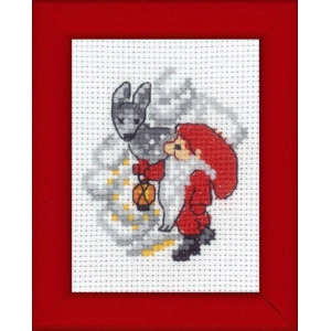Permin Stickerei-Set Weihnachtsbild Elf und Hirsch 6x8cm