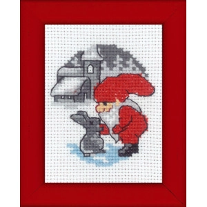 Permin Stickerei-Set Weihnachten Bild Hase und Elf 6x8cm