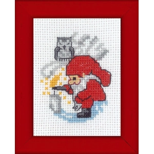 Permin Stickerei-Set Bild Gnome Lichter Kerzen 6x8