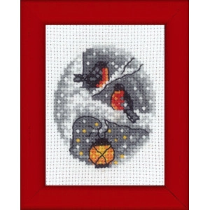 Permin Stickerei-Set Bild Vögel in Holz 6x8cm