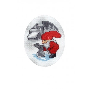 Permin Stickerei-Set Weihnachtskarte Hase und Elf 9x13cm