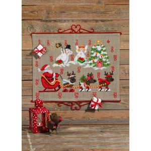 Permin Stickerei-Set Adventskalender Rentiere und Schneemänner 58x45cm