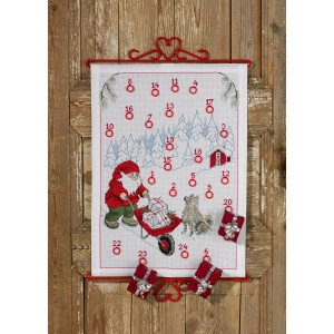 Permin Stickerei-Set Weihnachtskalender Weihnachtsmann mit Schlitten 3