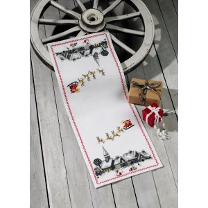 Permin Stickerei-Set Läufer Weihnachtsschlitten 34x87cm