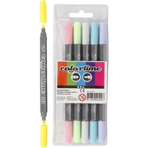 Colortime Dual-Filzstifte, Strichstärke 2,3+3,6 mm, Pastellfarben, 6St