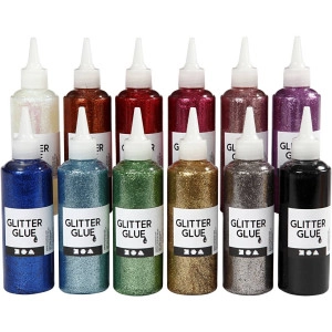 Glitzerkleber, Sortierte Farben, 12x118ml/ 1 Pck