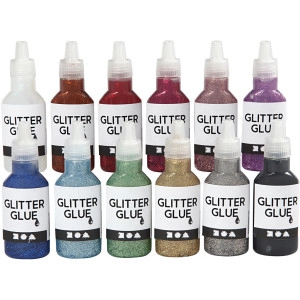 Glitzerkleber, Sortierte Farben, 12x25ml/ 1 Pck
