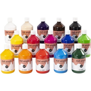 Acrylfarbe Glänzend, Sortierte Farben, 15x500ml/ 1 Pck