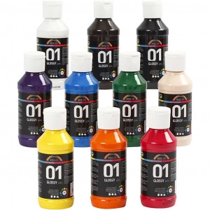 A-Color Acrylfarbe, sortiert Farben, 01 - glänzend, 10x100ml