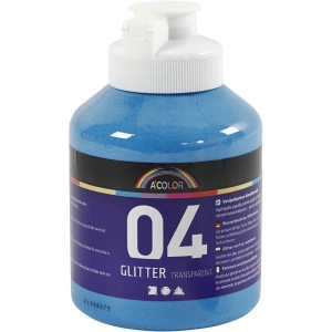Glitter-Acrylfarbe, Blau, 500ml/ 1 Fl.