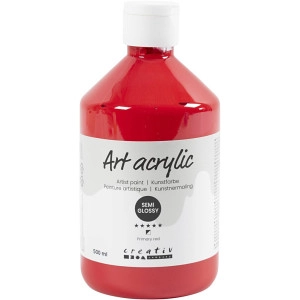 Acrylfarbe, Mattglänzend, Halbtransparent, Primärrot, 500ml/ 1 Fl.