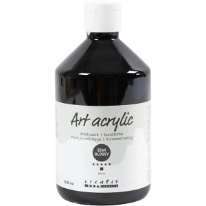 Acrylfarbe, Mattglänzend, Deckend, Schwarz, 500ml/ 1 Fl.