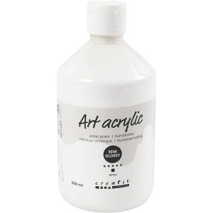 Acrylfarbe, Mattglänzend, Deckend, Weiß, 500ml/ 1 Fl.