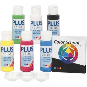 Plus Color Bastelfarbe, 6x60ml, Grundfarben