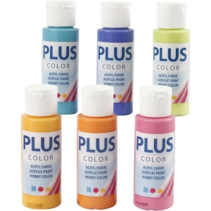 Plus Color Bastelfarbe, Sort. Farben, 6x60ml/ 1 Pck