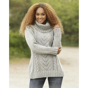 Snow Tracks by DROPS Design - Strickmuster mit Kit Pullover mit Zopfmu - Medium